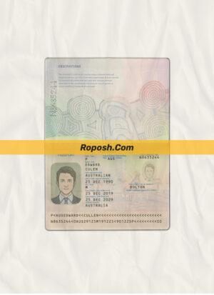 australia passport psd template