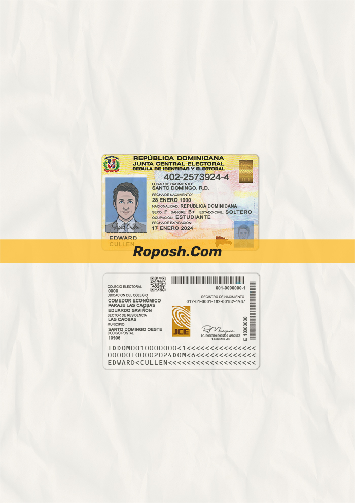 Fake Dominicana id card psd template