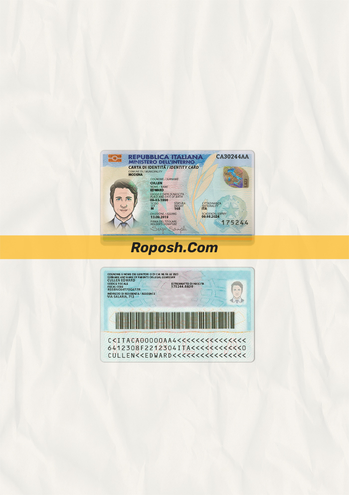 Fake Italy id card psd template | roposh
