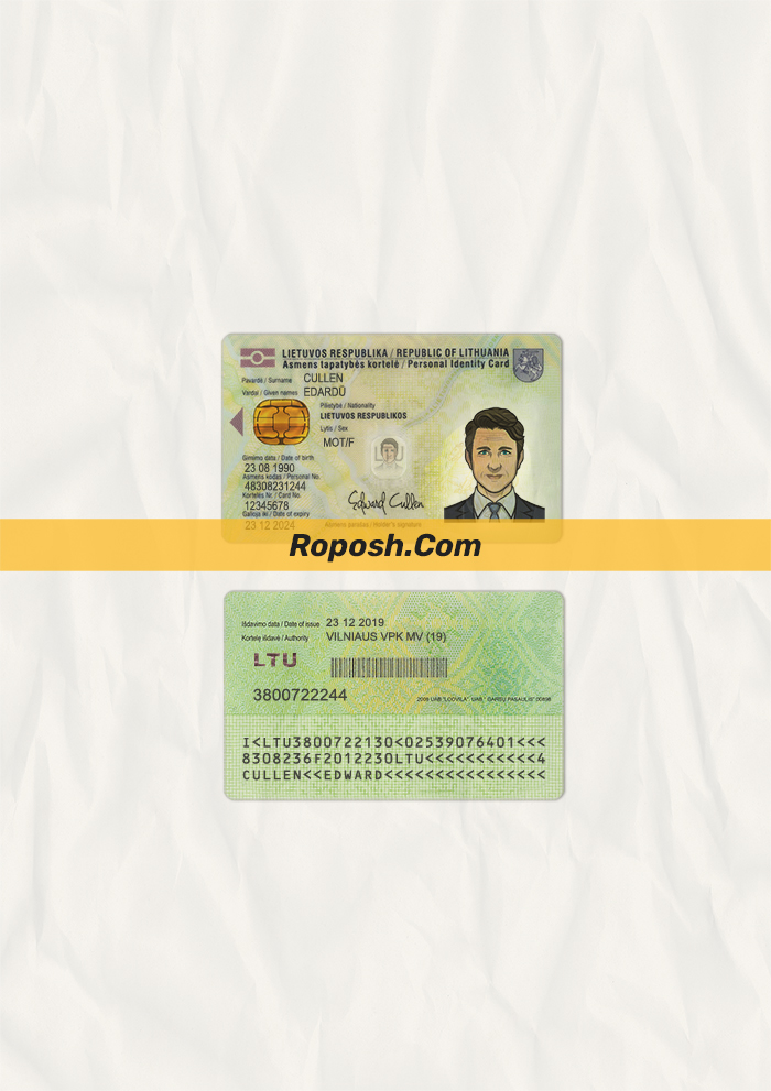 Fake Lithuania id card psd template | roposh