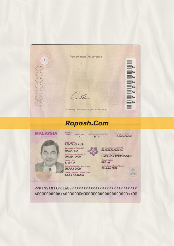 Malaysia passport psd template v2