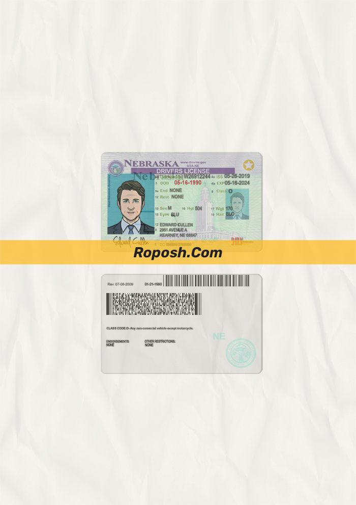 Nebraska driver license psd template | roposh