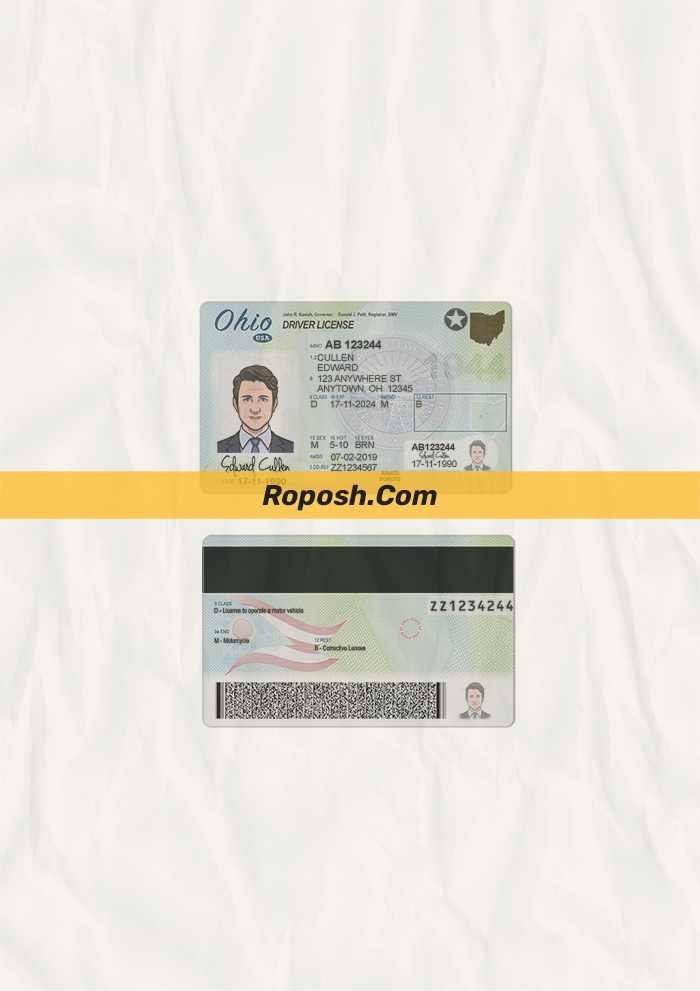 Ohio driver license psd template | roposh