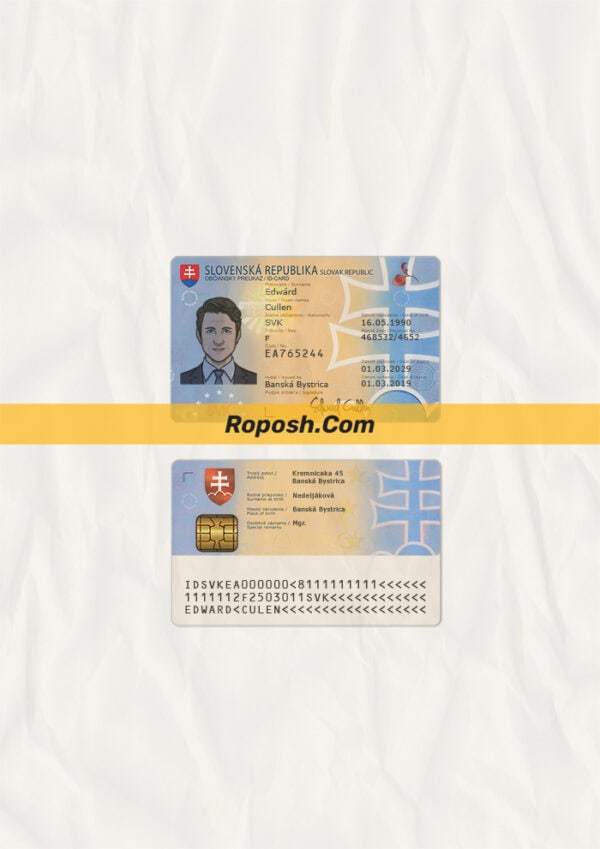 Editable Slovak Republic id card psd template