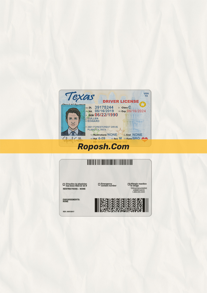 texas drivers license template psd free