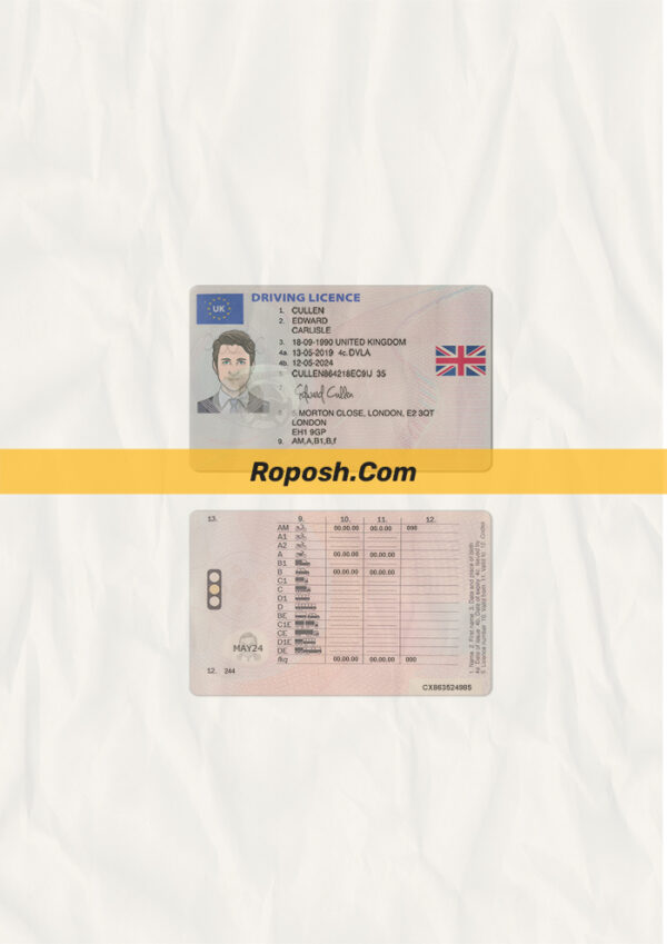 UK driver license psd template
