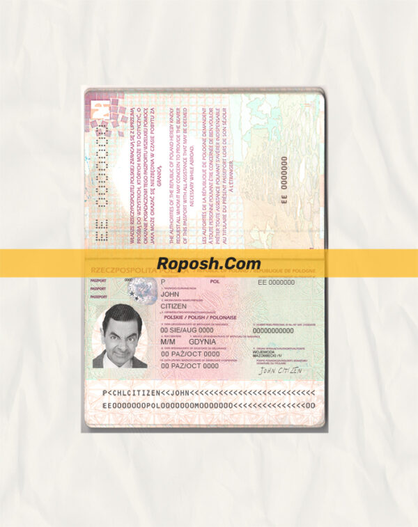 poland passport psd template