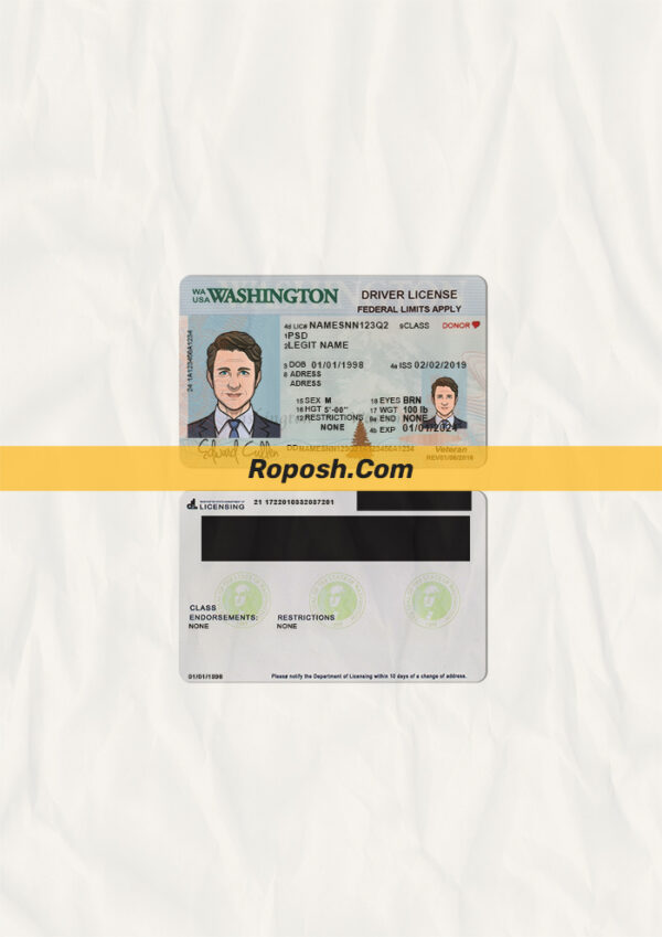 Washington driver license psd template new