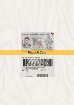 South Carolina driver license psd template