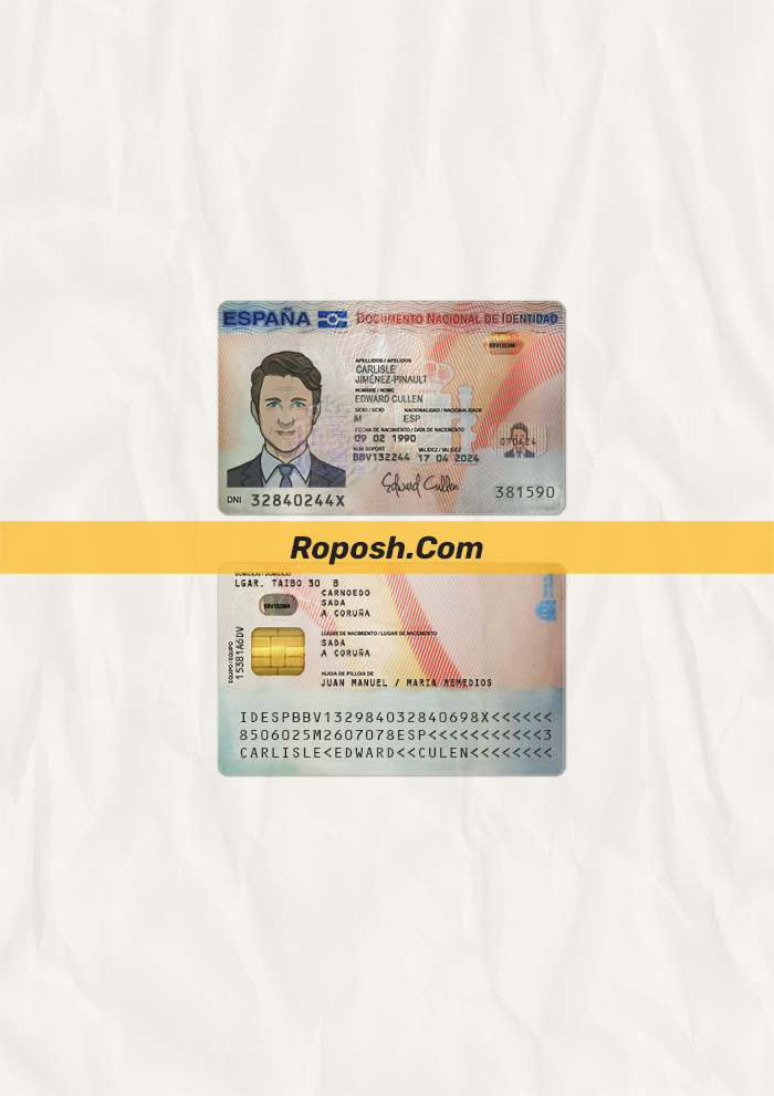 Fake Spain id card psd template (v1) | roposh