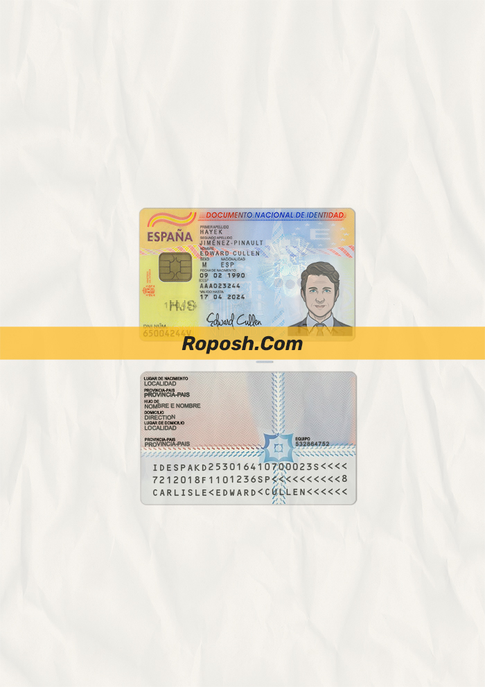 Fake Spain id card psd template (v2) | roposh