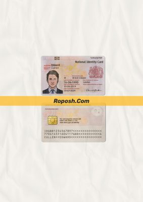 Fake UK id card psd template