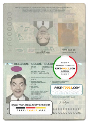 Belgium passport template in PSD format