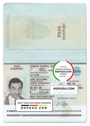 Norway passport template in PSD format