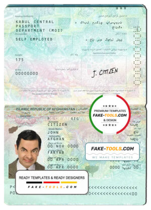 Afghanistan passport template in PSD format, fully editable