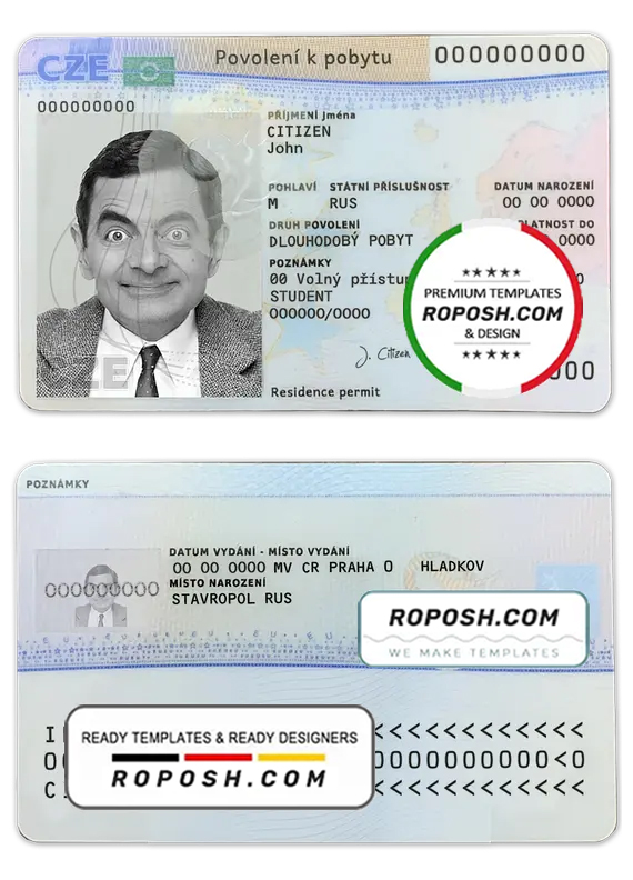 Czech driving license template in PSD format, fully editable, + editable PSD photo look