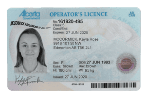Canada Alberta driving license template in PSD format
