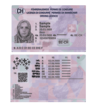 Switzerland driving license template in PSD format, fully editable