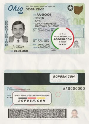 USA Ohio state driving license template in PSD format | roposh