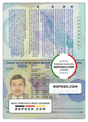 UK Passport psd Template |United Kingdom Passport (5 version)