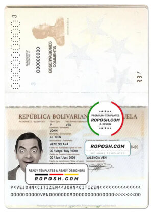 Venezuela passport template in PSD format, fully editable