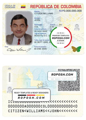 Colombia ID template in PSD format, fully editable (2020 – present)