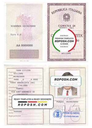 Italy Identity Card (La Carta D'Identita' Italiana) template in PSD format, fully editable