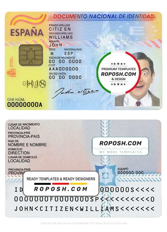 Spain ID template in PSD format, fully editable (2016 - present)