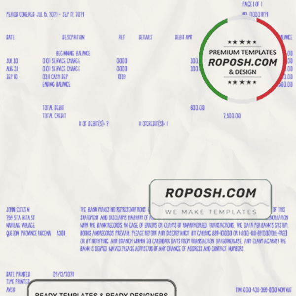 Philippines Bank of the Philippine Islands (BPI) bank statement ...