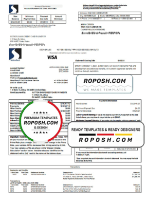 USA Sutton bank credit card statement template in Word and PDF format