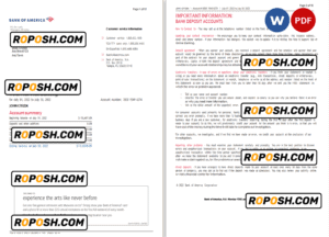 USA Bank of America bank statement Word and PDF template (10 pages), version 5