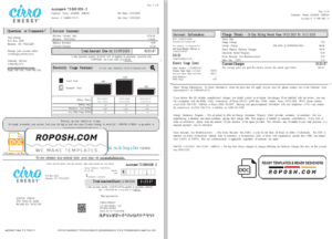 USA Texas Cirro Energy utility bill template in Word and PDF format (3 pages)