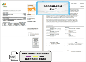 USA RG&E utility bill template in Word and PDF format (5 pages)