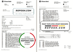 USA Citizens bank statement template in Word and PDF format, (4 pages) good for address prove