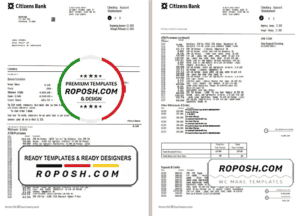 USA Citizens bank statement template in Excel and PDF format, (4 pages) good for address prove