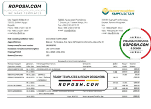 Kyrgyzstan Kirgizbank bank statement easy to fill template in Excel and PDF format