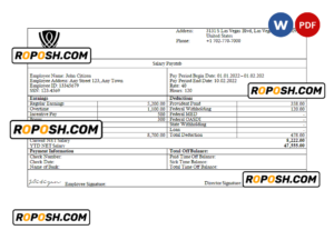 USA Wynn Resorts hospitality company pay stub Word and PDF template
