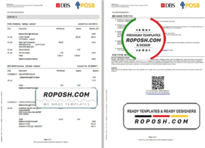 Singapore DBS bank proof of address statement template in Word and PDF format, 4 pages