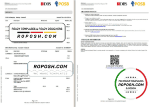 Singapore DBS bank proof of address statement template in Excel and PDF format, 4 pages