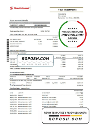 Chile Scotiabank statement template in Word and PDF format fully editable, good for address prove