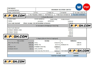 USA Brookson solutions limited payslip Word and PDF template