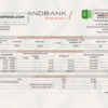 Andorra Andbank bank statement template in Excel and PDF format