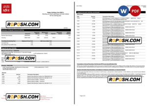 Australia BECU bank statement Word and PDF template, 2 pages