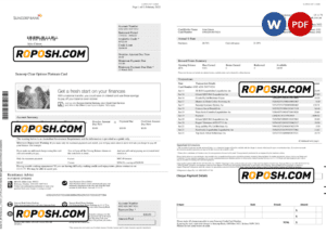 Australia Suncorp bank card account statement, Word and PDF template, 5 pages