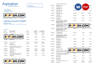 Egypt Aspiration bank statement, Word and PDF template, 4 pages