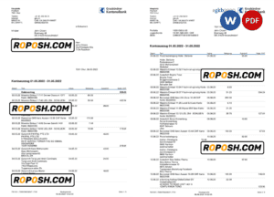 Germany Graubundner Kantonalbank bank statement, Word and PDF template, 4 pages