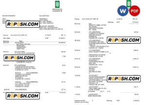Germany Oldenburgische bank statement, Word and PDF template, 3 pages