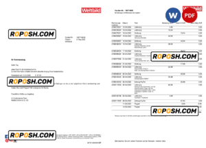 Germany Weltbild bank statement, Word and PDF template, 2 pages