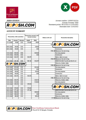 Greece Alpha Bank statement Excel and PDF template