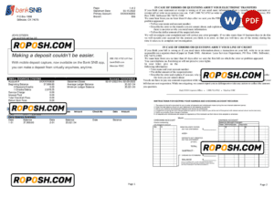 USA Oklahoma SNB bank statement Word and PDF template, 2 pages